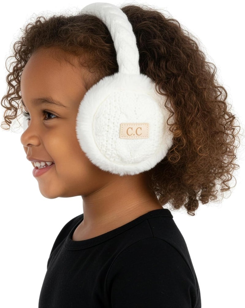 Funky Junque Winter Ear Muffs for Kids Girl Boy Fuzzy Cozy Warm Earmuffs Adjustable Cold Weather Ear Warmer Ages 4-12 - Image 1